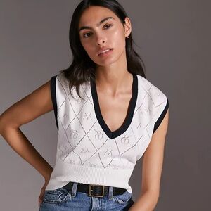 Anthropologie Maeve Violette Icon Logo Vest